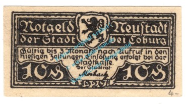 Preview: Neustadt , Notgeld 10 Pfennig Schein in kfr. Tieste 4940.05.20 , Bayern 1920 Verkehrsausgabe