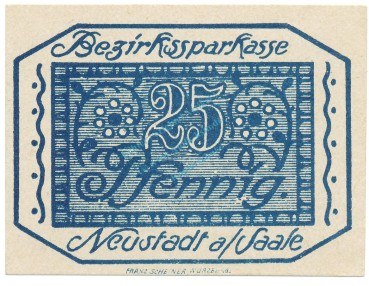 Neustadt , Notgeld 25 Pfennig Schein unc-kfr. Ti.4975.05.02 , BAY o.D. Verkehrsausgabe -4168-