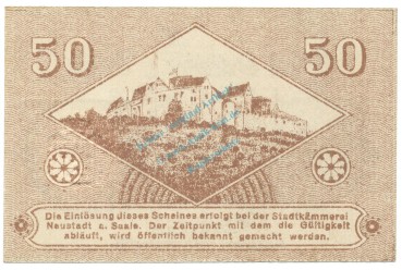 Preview: Neustadt , Notgeld 50 Pfennig Schein unc-kfr. Ti.4975.10.01 , BAY 1918 Verkehrsausgabe -4169-