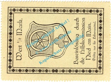 Nied a.M. Notgeld 1 Halbe Mark Schein in kfr. Tieste 5035.05.01 , Hessen o.D. Verkehrsausgabe