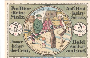 Preview: Notgeld -Hohe Ecke- Gronau 475.1 , 3 Mark Schein in kfr. o.D. Westfalen Seriennotgeld