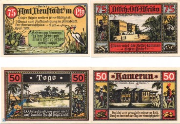 Notgeld Amt Neustadt , Serie 1 , Set mit 4 Scheinen , Mehl Grabowski 961.1 , von 1922 , Mecklenburg Vorpommern Seriennotgeld