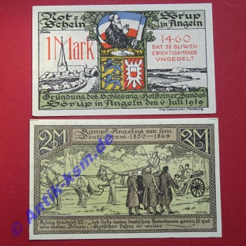 Notgeld Amtsbezirk Sörup , Schleswig Holstein , vollständiger Satz mit 2 Scheinen in kassenfrischer Erhaltung , Seriennotgeld , 1231.2