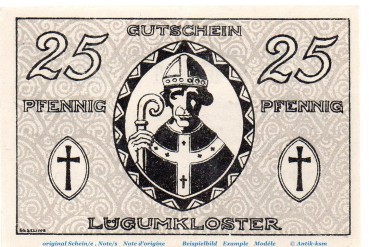 Notgeld Bürgermeister Lügumkloster 839.2.a , 25 Pfennig Schein in kfr. von 1920 , Schleswig Holstein SeriennotgeldNotgeld Bürgermeister Lügumkloster 839.2.a , 25 Pfennig Schein in kfr. von 1920 , Schleswig Holstein Seriennotgeld