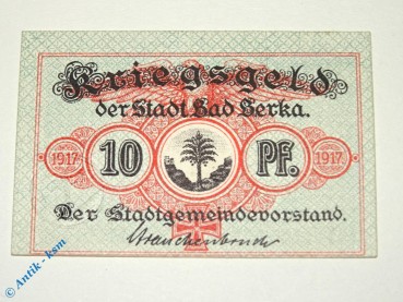 Notgeld Bad Berka , 10 Pfennig Schein Kn violett , Tieste 0455.05.10 , Sachsen Verkehrsausgabe