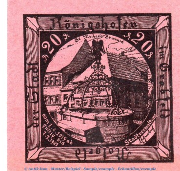 Notgeld Bad Königshofen 3610.05.10 , 20 Pfennig -lilarosa- in kfr. von 1919 , Bayern Verkehrsausgabe