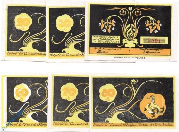 Notgeld Bockelsess, Set mit 6 Scheinen , Mehl Grabowski 136.1 , Schleswig Holstein Serien Notgeld