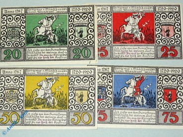 Notgeld Bodenwerder , Set mit 4 Scheinen , Tieste 0800.05.095 bis 098 , von 1920 , Niedersachsen Verkehrsausgabe