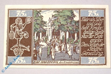 Notgeld Braunschweig , 75 Pfennig Schein Bad Harzburg , Mehl Grabowski 155.3 j , von 1921 , Niedersachsen Seriennotgeld