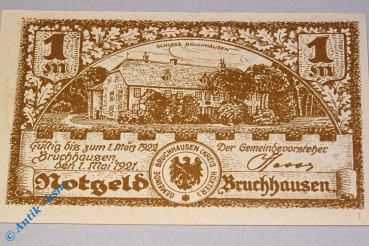 Notgeld Bruchhausen , 1 Mark Schein Nr 1 , Mehl Grabowski 190.1 , von 1921 , Westfalen Seriennotgeld