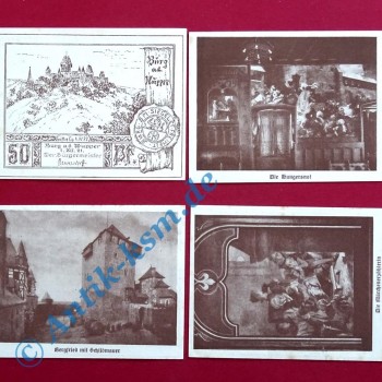 Notgeld Burg , Bürgermeisterei , 4 x 50 Pfennig , Mehl Grabowski 209.1 , von 1921 , Westfalen Seriennotgeld
