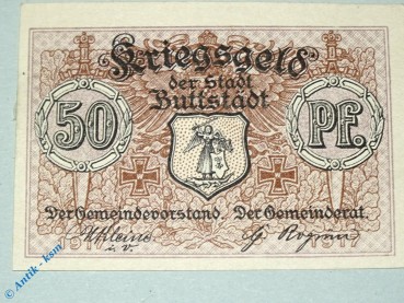 Notgeld Buttstädt , Einzelschein über 50 Pfennig , Tieste 1050.05.10 , von 1917 , Sachsen Verkehrsausgabe