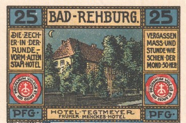 Preview: Notgeld E. Bornemann & Co. Rehburg 1106.1 , 25 Pfennig Schein Nr.2 in kfr. von 1921 , Niedersachsen Seriennotgeld