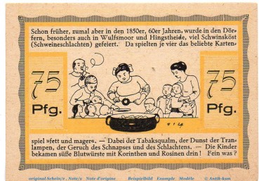 Preview: Notgeld Ehrk und Hornfelder Stellau 1264.1.b , 75 Pfennig Nr 1 , in kfr. von 1921 , Schleswig Holstein Seriennotgeld