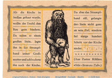 Preview: Notgeld Ehrk und Hornfelder Stellau 1264.1.b , 75 Pfennig Nr 2 , in kfr. von 1921 , Schleswig Holstein Seriennotgeld