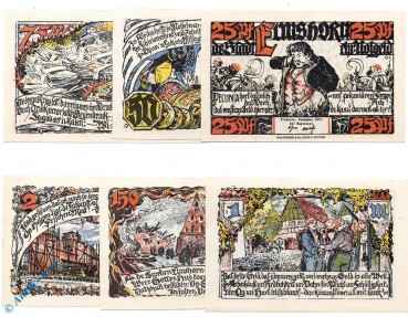 Notgeld Elmshorn , Set mit 6 Scheinen , Mehl Grabowski 333.1 , von 1921 , Schleswig Holstein Serien Notgeld