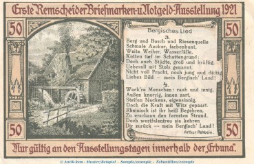 Preview: Notgeld Erbuna Remscheid 1116.1.a , 50 Pfennig Schein Nr.2 in kfr. von 1921 , Westfalen Seriennotgeld