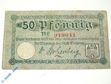 Notgeld Eschwege , 50 Pfennig Schein , Tieste 1785.05.01 , von 1917 , Hessen Verkehrsausgabe