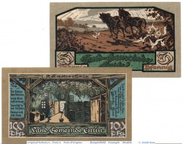 Notgeld Gemeinde Eutin 358.1 , Set mit 2 Scheinen in kfr. o.D. , Schleswig Holstein Seriennotgeld