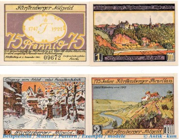 Notgeld Fürstenberg , Set mit 4 Scheinen in kfr. Mehl Grabowski 401.1 , von 1921 , Niedersachsen Seriennotgeld