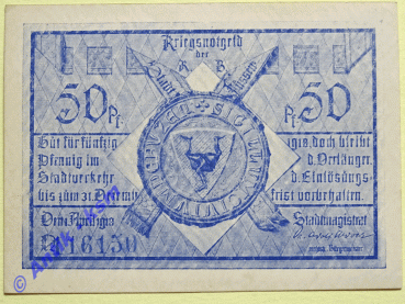 Notgeld Füssen , Bayern , Einzelschein über 50 Pfennig , Tieste 2085.05 , von 1918 , Verkehrsausgabe