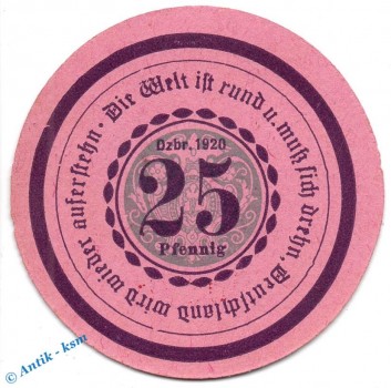 Görlitz , Notgeld 25 Pfennig Schein in kfr. M-G 449.3 , Schlesien 1920 Seriennotgeld