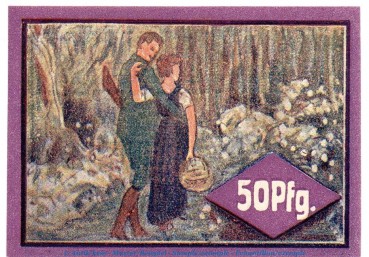 Preview: Notgeld Gemeinde Hockensbüll 614.1.b , 50 Pfennig Schein D -rosa- in kfr. o.D. Schleswig Holstein Seriennotgeld