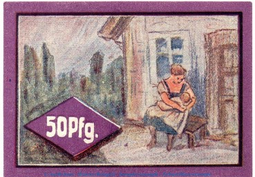 Preview: Notgeld Gemeinde Hockensbüll 614.1.b , 50 Pfennig Schein F -rosa- in kfr. o.D. Schleswig Holstein Seriennotgeld