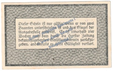 Preview: Notgeld Gemeinde Horst-Emscher 3150.05.01 , 10 Pfennig Schein in kfr. von 1917 Westfalen Verkehrsausgabe