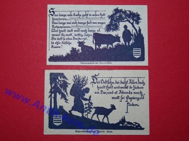 Notgeld Gemeinde Nöschenrode , Sachsen Anhalt , vollständiger Satz mit 2 Scheinen in kassenfrischer Erhaltung , Seriennotgeld , 980.7 , von 1921