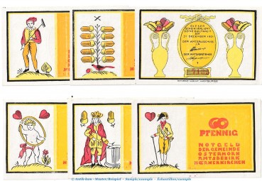 Notgeld Gemeinde Osterhorn 1035.1.a , Set mit 6 Scheinen in kfr. o.D. Schleswig Holstein Seriennotgeld