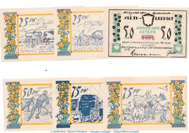 Notgeld Gemeinde Seeth Eckholt 1217.1 , Set mit 6 Scheinen in kfr. o.D. Schleswig Holstein Seriennotgeld