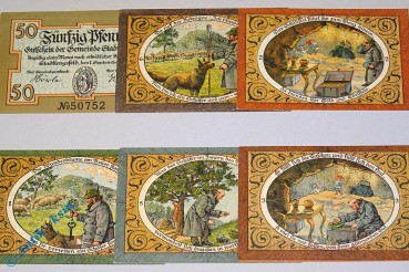 Notgeld Gemeinde Stadtlengsfeld , Thüringen , vollständiger Satz mit 6 Scheinen  , Seriennotgeld , 1251.1 , von 1921