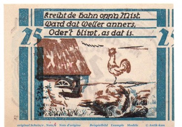 Notgeld Gemeinde Winzeldorf 1436.2 , 25 Pfennig Nr 2 o. Wz. in kfr. 1921 ,  Schleswig Holstein Seriennotgeld