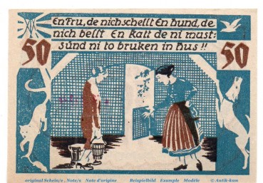 Notgeld Gemeinde Winzeldorf 1436.2 , 50 Pfennig Nr 1 o. Wz. in kfr. 1921 ,  Schleswig Holstein Seriennotgeld