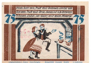 Notgeld Gemeinde Winzeldorf 1436.2 , 75 Pfennig Nr 1 o. Wz. in kfr. 1921 ,  Schleswig Holstein Seriennotgeld