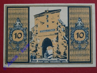 Notgeld Glatz , Schlesien , Polen Klodzko , Einzelschein 10 Pfennig gelbbraun , Böhmisches Tor , Seriennotgeld , 431.3 , von 1921
