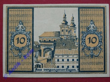 Notgeld Glatz , Schlesien , Polen Klodzko , Einzelschein 10 Pfennig gelbbraun , Kirche , Seriennotgeld , 431.3 , von 1921
