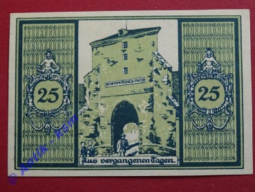 Notgeld Glatz , Schlesien , Polen Klodzko , Einzelschein 25 Pfennig hellgrün , böhmisches Tor , Seriennotgeld , 431.4 , von 1921
