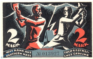 Preview: Notgeld Glauchau , 2 Mark Schein in kfr. Mehl Grabowski 435.1 , von 1921 , Sachsen Seriennotgeld