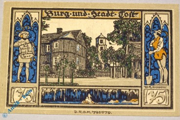 Notgeld Gleiwitz , 75 Pfennig Schein , Mehl Grabowski 437.1 a , Schlesien Seriennotgeld