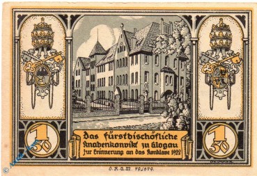 Notgeld Glogau , Knabenkonvict , 1,50 Mark Schein kfr , Mehl Grabowski 438.1 a , Schlesien Seriennotgeld