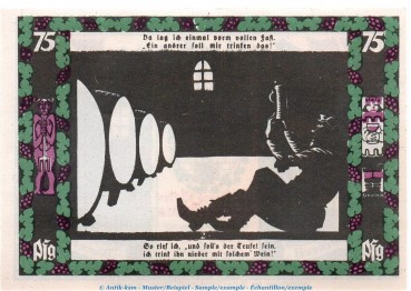 Notgeld Grünberg 489.2.b , 75 Pfennig Nr 2 -sehr dünnes Papier- in kfr. o.D. Schlesien Seriennotgeld