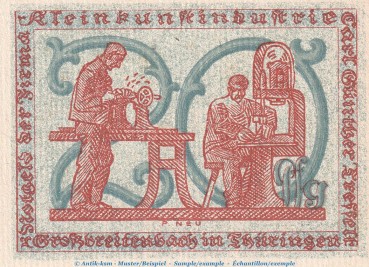 Preview: Notgeld Großbreitenbach Tesselt 477.2 , 20 Pfennig -Wasserliniert- in kfr. o.D. Thüringen Seriennotgeld