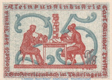 Notgeld Großbreitenbach Tesselt 477.2 , 25 Pfennig -Wasserliniert- in kfr. o.D. Thüringen Seriennotgeld
