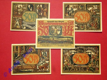 Notgeld Großbreitenbach , Thüringen , vollständiger Satz mit 5 Scheinen , Seriennotgeld , 478.2 , o.D.