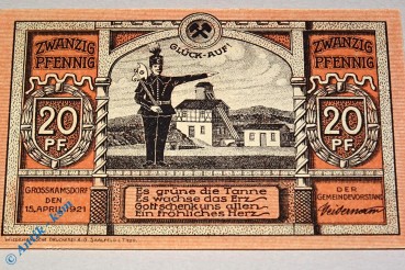 Notgeld Großkamsdorf , 20 Pfennig Schein , Mehl Grabowski 483.1 , von 1921 , Thüringen Seriennotgeld