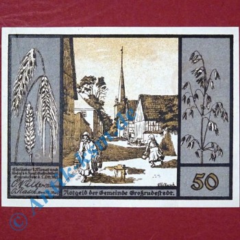 Notgeld Großrudestedt , Schein über 50 Pfennig , Mehl Grabowski 485.1 , von 1921 , Thüringen Seriennotgeld