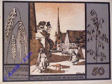 Notgeld Großrudestedt , Schloßvippach , Einzelschein 50 Pfennig , Seriennotgeld , 485.1  , von 1921