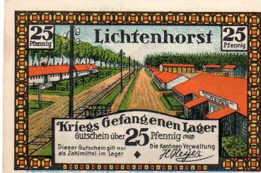 Preview: Notgeld H.Heyer Lichtenhorst 797.1 , 25 Pfennig Schein Nr 2 in kfr. o.D. Niedersachsen Seriennotgeld